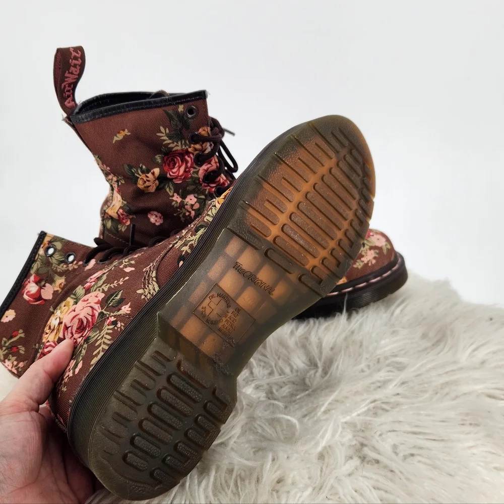 RARE Dr. Martens Brown Victorian Rose Floral 11821 - Picture 4 of 8